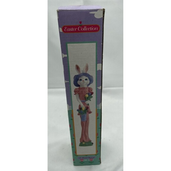 Vintage 1991 Resin Easter Bunny Rabbit Tall Thin Skinny figurine / Spring Flower - Picture 9 of 16